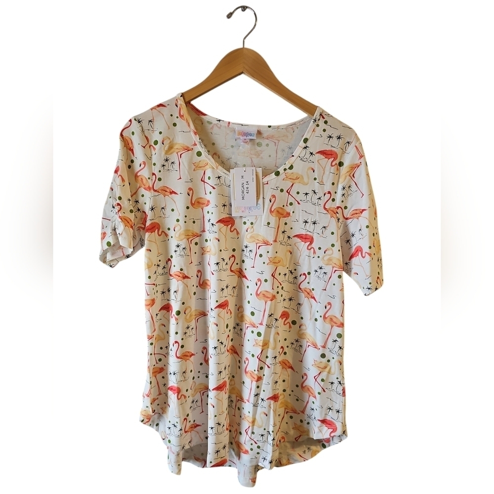 Lularoe sz medium rare Flamingo Morgan Flare tee shirt new with tags WT331 - Picture 1 of 7